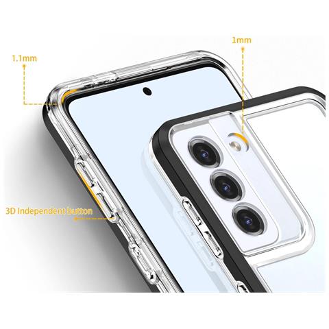 Custodia Trasparente 3in1 Per Samsung Galaxy S21 + 5g (s21 Plus 5g), Con Cornice, Cover In Gel, Nera - Foto 1