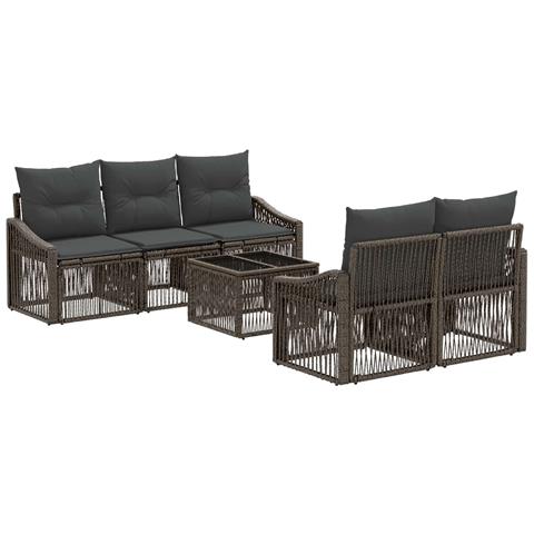 Set Divano da Giardino 6 pz Grigio polyrattan - Foto 1