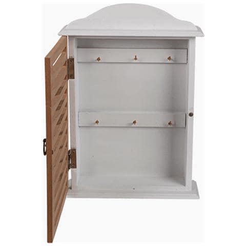 Armadietto Portachiavi In Legno 27,5x19 Cm Da Tavolo E Parete Con 6 Ganci Chiavi - Foto 2