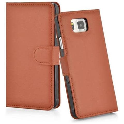 Custodia Compatibile Con Samsung Galaxy Alpha In Marrone Pastello - Coperchio Protettiva Con Chiusura Magnetica, Funzione Stand E Tasca Per Le Carte - Foto 11
