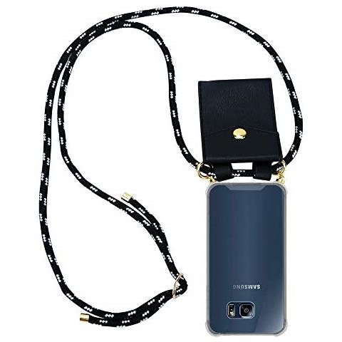 Catena Di Telefoni Cellulari Compatibile Con Samsung Galaxy S6 Edge In Nero Argento - Coperchio Protettivo In Silicone Con Anelli D'oro, Cinturino In Corda E Custodia Staccabile - Foto 1