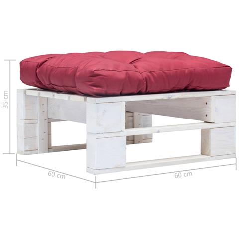 Divano Da Giardino A Pallet Con Cuscino Rosso Legno Bianco - Foto 3