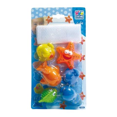 Happy People 40156 Happy Baby - Pupazzetti In Gomma Per Il Bagnetto, Con Chiusura Con Elastico Sacchetto Annuncio - Foto 2