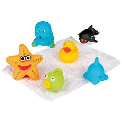 Happy People 40156 Happy Baby - Pupazzetti In Gomma Per Il Bagnetto, Con Chiusura Con Elastico Sacchetto Annuncio - Foto 1