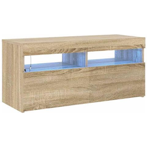 Mobile Porta TV con Luci LED Rovere Sonoma 90x35x40 cm - Foto 2