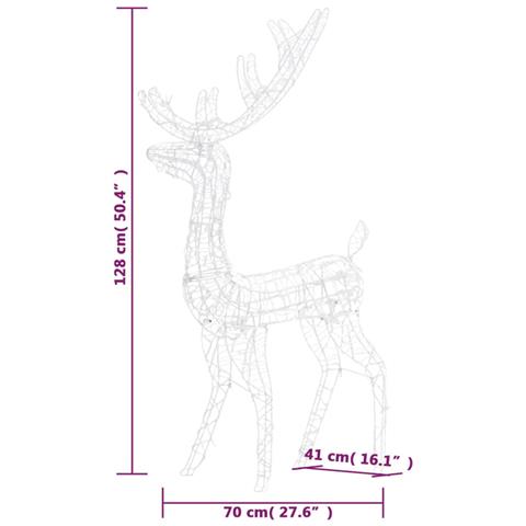 Decorazione Natalizia in Acrilico Renna 140 LED 120 cm Blu - Foto 2