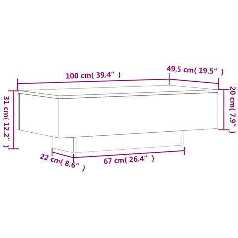 Tavolino Salotto Grigio Cemento 100x49,5x31cm Legno Multistrato - Foto 11