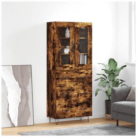 Credenza Rovere Fumo 69,5x34x180 Cm In Legno Multistrato - Foto 6