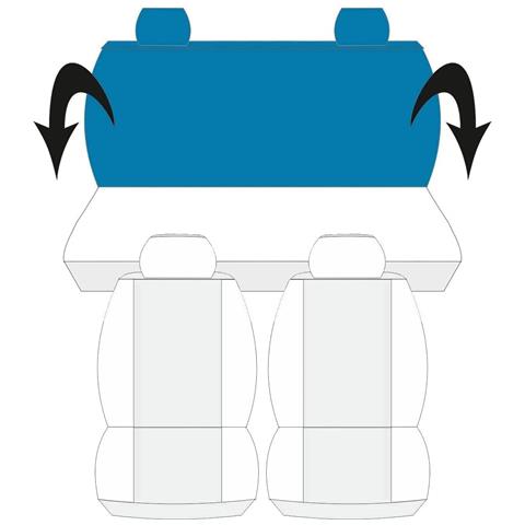 Coprisedili Auto Compatibili Per 500, Made In Italy, Set Di Copri Sedili Anteriori E Posteriori (bicolore Orizz.) Con Copri Poggiatesta Incluso, Tessuto Poliestere, Colore - Bianco \blue Scuro - Foto 2