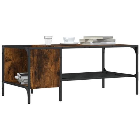 Tavolino Salotto Ripiano Rovere Fumo 100x51x40cm Multistrato - Foto 1