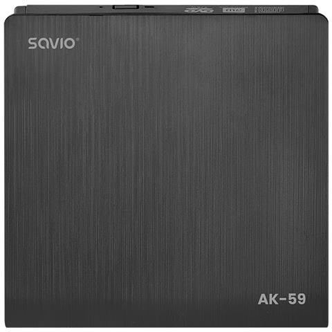 AK-59 External slim CD /DVD Recorder R /RW - USB-C /USB-A black lettore di disco ottico DVD±RW Nero - Foto 1