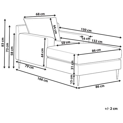 Chaise Longue Gueret Velluto Grigio - Foto 2