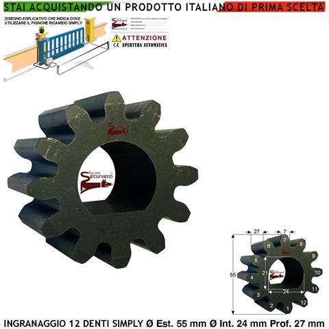 Ingranaggio Z12 Adatto Alla Cremagliera Universale M4 Pignone Ricambio Motore Simpy E Geko Del Cancello Scorrevole Acc - Foto 1