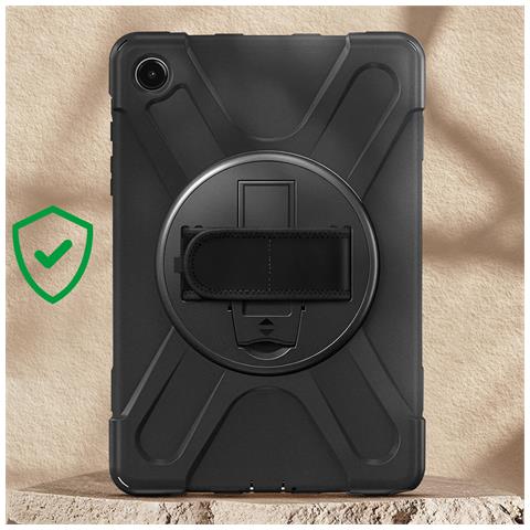 Cover Per Samsung Tab A9 Plus Bi-materiale Antishock Manico Cavalletto, Nero - Foto 2