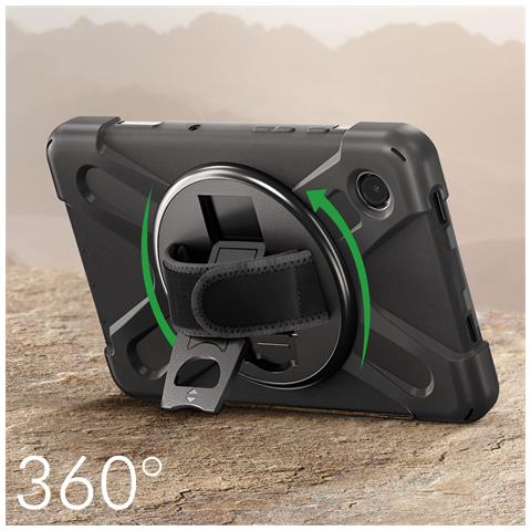 Cover Per Samsung Tab A9 Plus Bi-materiale Antishock Manico Cavalletto, Nero - Foto 5