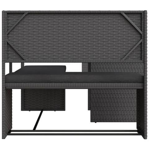 Divano da Giardino con Tavolo e Cuscini a L Nero in Polyrattan - Foto 2