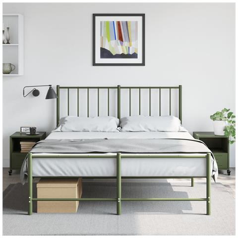 Comodini 2 pz Verde Oliva 36x39x43,5 cm in Acciaio - Foto 2