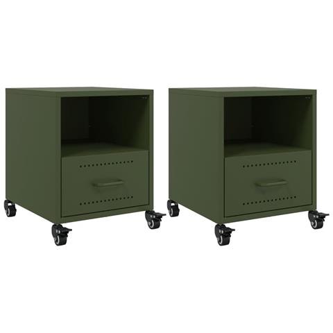 Comodini 2 pz Verde Oliva 36x39x43,5 cm in Acciaio - Foto 1