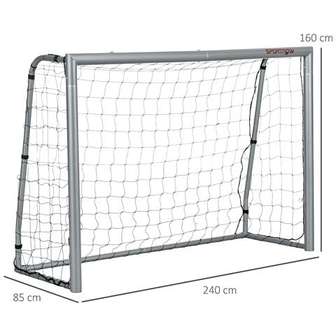 Porta Da Calcio Grigia 240x85x160 Cm Con Viti E Picchetti Inclusi, In Pe E Metallo - Foto 6