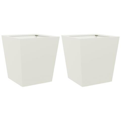 Fioriere da Giardino 2 pz Bianche 40x40x40 cm in Acciaio - Foto 1