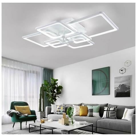 Plafoniera Led Luce Bianca 6500k Lampadario 6 Quadrati 70 Watt Quadrato Moderno - Foto 1