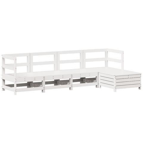 Set Salotto da Giardino 5 pz Bianco in Legno Massello di Pino - Foto 1