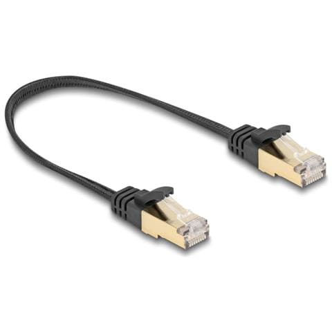 Cavo di rete piatto RJ45 con rivestimento intrecciato Cat. 6A U /FTP maschio-maschio 0,25 m nero - Foto 3
