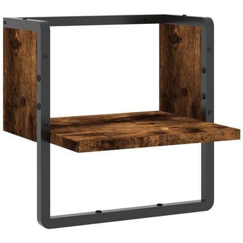 Mensola A Parete Con Asta Rovere Fumo 30x25x30 Cm - Foto 2
