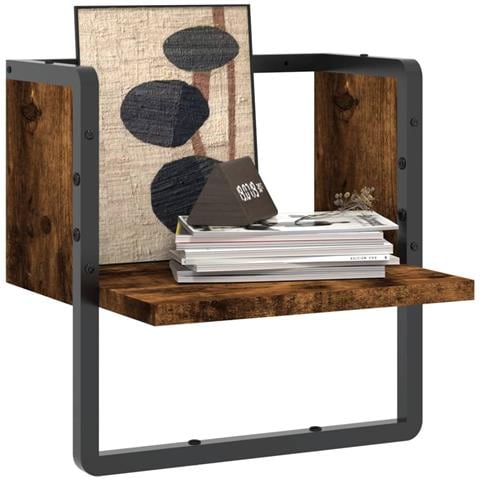 Mensola A Parete Con Asta Rovere Fumo 30x25x30 Cm - Foto 3