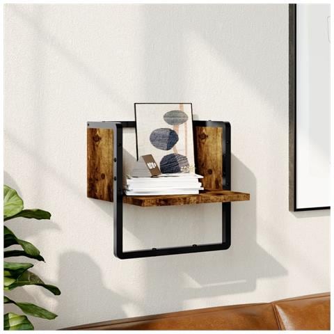 Mensola A Parete Con Asta Rovere Fumo 30x25x30 Cm - Foto 1