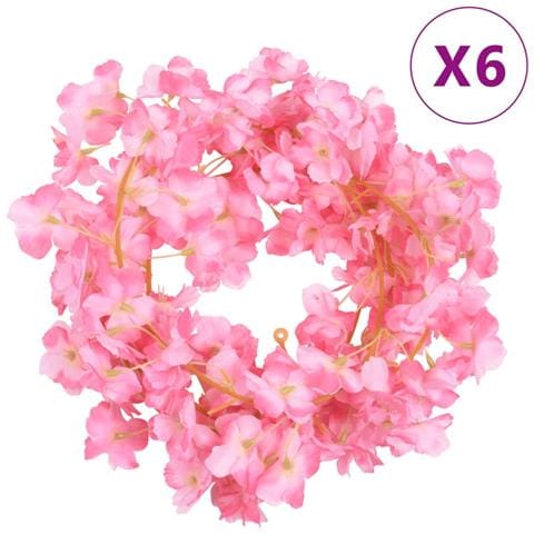 Ghirlande Fiori Artificiali Natale 6 Pz Rosa Scuro 180 Cm - Foto 1