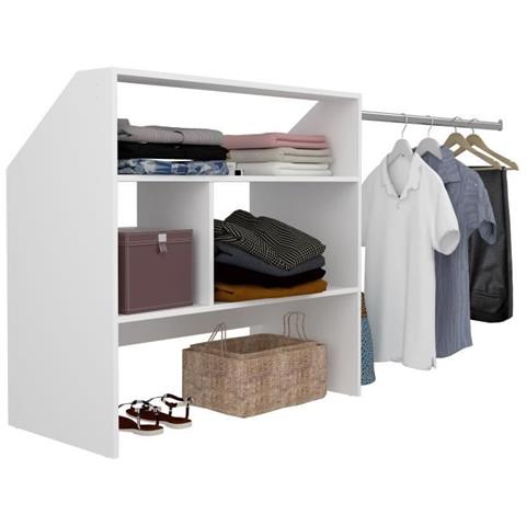 Kit Spogliatoio Per Mansarda Artic Ekipa - Decoro Melaminico Bianco - 1 Armadio - L197 X P50 X H94 Cm - Foto 1