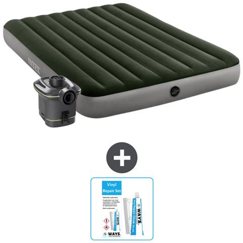 Set Materassino Gonfiabile - 203x152x25 Cm - Verde - Include Accessori Coordinati Cb21 - Foto 1