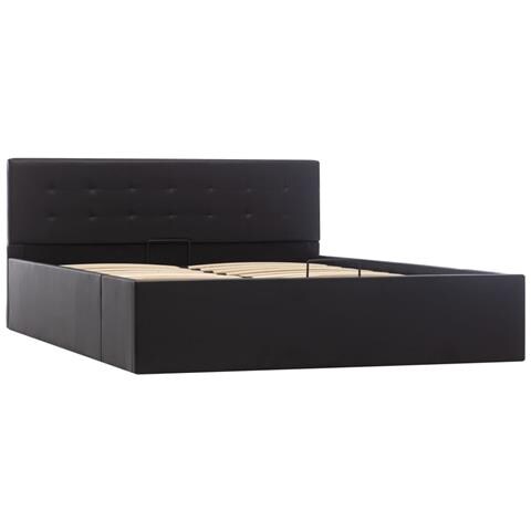 Lusso Casadino -  Giroletto Con Contenitore Idraulico Nero Similpelle 140x200cm - Foto 1