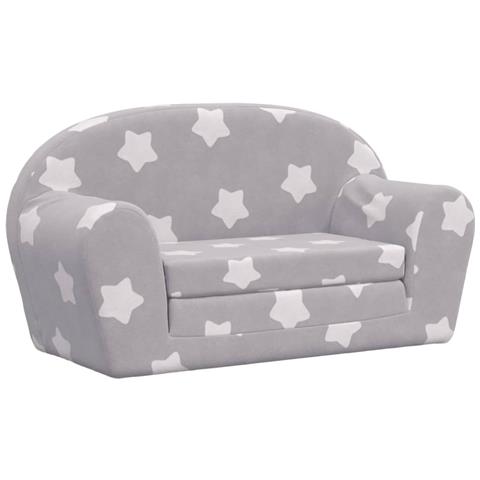 Lusso Casadino - Divano Letto Bambini A 2 Posti Grigio Chiaro Con Stelle Peluche - Foto 1