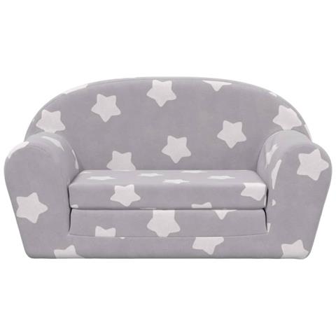 Lusso Casadino - Divano Letto Bambini A 2 Posti Grigio Chiaro Con Stelle Peluche - Foto 2