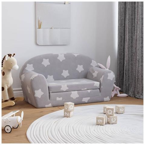 Lusso Casadino - Divano Letto Bambini A 2 Posti Grigio Chiaro Con Stelle Peluche - Foto 8