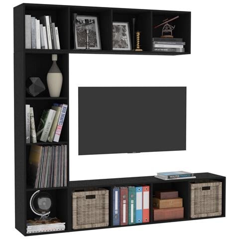 Lusso Casadino -  Set Mobili Libreria/porta Tv 3 Pz Nero 180x30x180 Cm - Foto 2
