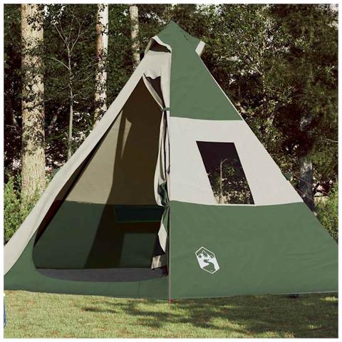 Tenda da Campeggio Tipi per 7 Persone Verde Impermeabile - Foto 1