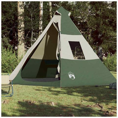 Tenda da Campeggio Tipi per 7 Persone Verde Impermeabile - Foto 2