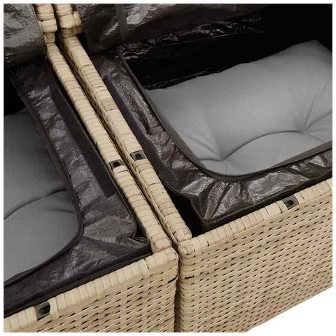 Set di Divani da Giardino a 6 Pezzi con Cuscini Beige in Polyrattan e Acacia - Foto 9