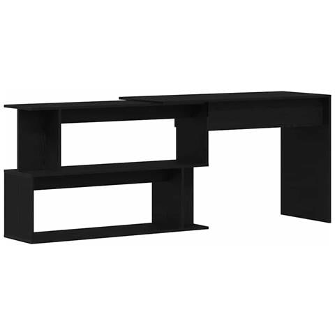 Scrivania Nera Rovere 200x50x76 cm in Legno ingegnerizzato - Foto 1