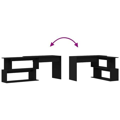 Scrivania Nera Rovere 200x50x76 cm in Legno ingegnerizzato - Foto 9