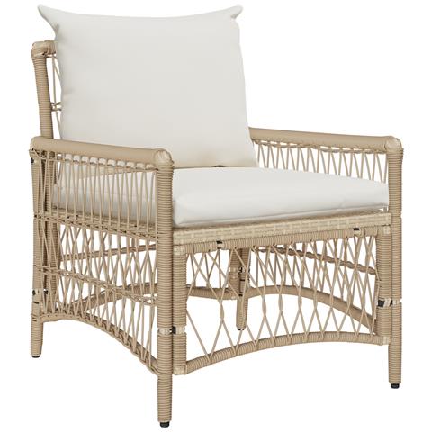 Sedia da Giardino con Cuscini Beige 60x70x78 cm in Rattan Sintetico - Foto 1