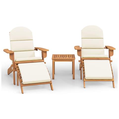 Set Salotto da Giardino Adirondack 3pz Legno Massello di Acacia - Foto 1