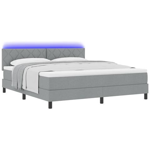 Letto con Rete a Doghe con Materasso & LED Grigio Chiaro 180x200 cm Tessuto - Foto 1