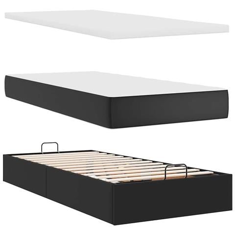 Pouf Letto con Materassi e LED Nero 180x200cm Similpelle - Foto 9