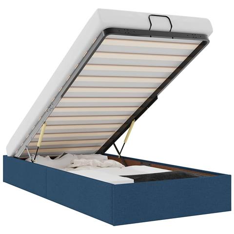 Struttura Letto Pouf senza Materasso Blu 90x200 cm in Tessuto - Foto 1