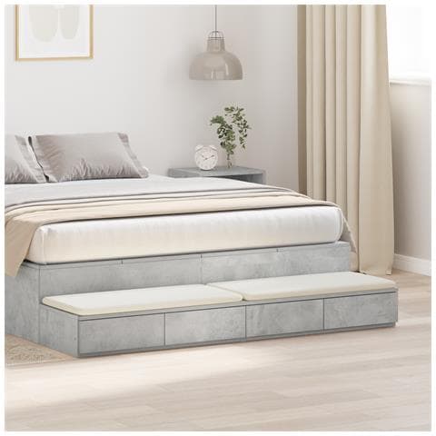 Cassetti del letto in grigio cemento - 135x36.5x16.5 cm realizzati in legno ingegnerizzato - Foto 2