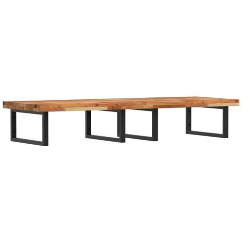 Ripiano A Parete Per Lavabo In Acciaio E Massello Di Acacia - Foto 1